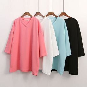 나야홍 / 빅사이즈브이넥티 G603L507 오버리버풀컬러7부티 IL