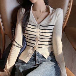 기본가디던 여성 카라 니트 골지 가디건 외출복