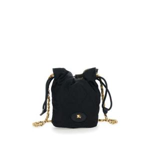 BURBERRY Black Handbag with Chain Shoulder Strap and EKD Patch on the Front in Fabric Woman 8118449A1189