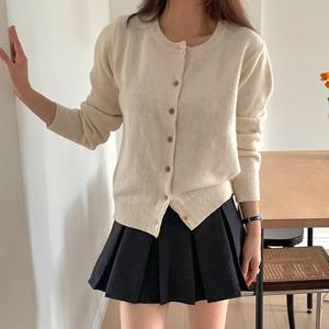 샵앤) 국산 여성 라운드넥 기본 베이직 무지 단추 가디건 21DS-WCD-4985-오트밀
