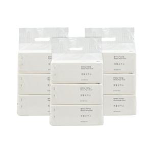 [생활공작소] 뽑아쓰는 키친타올 무표백 (100매x3팩) x 3개 (100%천연펄프)