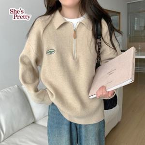 [쉬즈프리티] 하티집업카라니트_여성니트