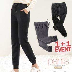 [노다지닷컴] ★2종세트★ 여성 기모바지 벨벳 조거팬츠 밴딩바지