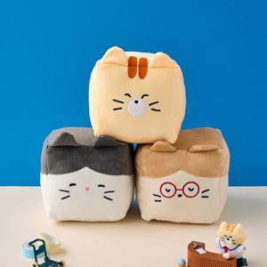 일크캣스쿨 미니 큐브쿠션 치즈/젖소/안경괭