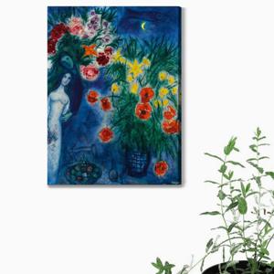 2285 샤갈-두 개의 하이 폴스 꽃다발 /우드 노프레임 아크릴 캔버스판넬액자 표현주의