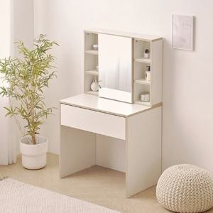 이동식선반 크림화이트 화장품 3단6칸 거울 화장대800