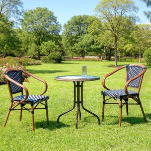 유로 강화 610 원형 베네치아 암 2인 야외 실내 테이블 의자 세트 카페 공원 간이 공원