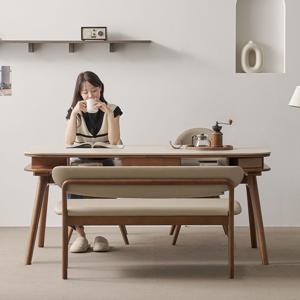 코스모 4인용 저소음 테이블 포세린 세라믹 수납형 식탁세트 1400 벤치형(의자2+벤치1)