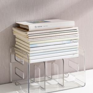 델리 프리미엄 3칸 북엔드 책꽂이 투명 북스탠드 책 지지대 수납정리 강력고정 잡지꽂이