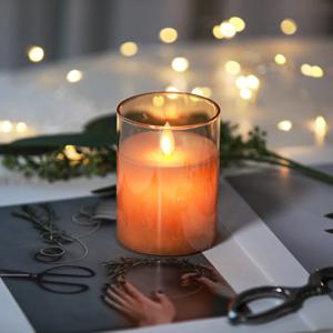 LED 글라스 오브제 리얼 파라핀 촛불 양초 캔들 10cm 무드등 프로포즈 이벤트