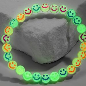 형광 야광 스마일 비즈팔찌 우정팔찌 커플 우정 친구 선물 스마일 참 장식 비즈 악세사리