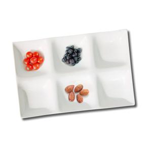 화이트 직사각 6칸 나눔 접시 찬기