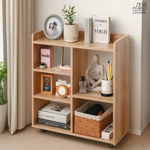 이동식 오픈형 공간박스 인테리어 틈새 수납 리빙박스 거실 책장 수납장 원목 3단 선반