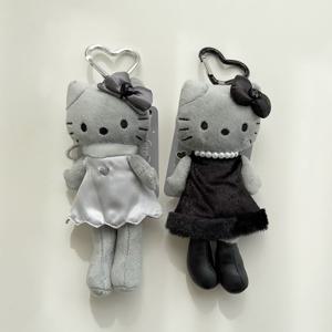 산리오 롱다리 블랙 실버 엔젤 키티 헬로키티 인형 카라비너 키링