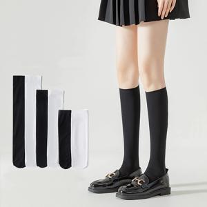 화이트 블랙 스타킹양말 장목 니삭스 오버니삭스