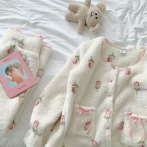 노카라 튤립 프릴 겨울 극세사 수면 잠옷 세트 1color