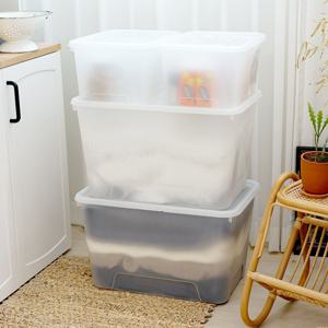 포터 대용량 반투명 정리함 리빙박스 대형 플라스틱 옷 정리 수납 박스 24L/52L/72L