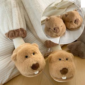 부들부들 동물(기니피그/라마) 방한 슬리퍼 털 실내화 2가지