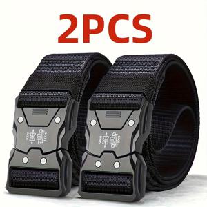 TEMU 2pcs 남녀공용 나일론 벨트 - 야외 스포츠 및 훈련에 적합, 통기성이 좋은 캔버스 직조 벨트, 빠른 릴리스 디자인, 편안하고 내구성이 뛰어난, 세련된 다기능