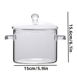 TEMU 1개 고급 보로실리케이트 유리 요리용 냄비, 1500ml 대용량, 투명한 수프 냄비 뚜껑 및 이중 손잡이, 세척 용이, 심플한 우아함, 뜨거운 및 차가운 주방 사용에 적합, 주방 조리기구 | 심플하고 우아한 디자인 | 내구성 있는 유리 냄비