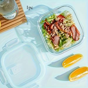 TEMU 10.82oz 두꺼운 유리 도시락통, 전자레인지 사용 가능한 직사각형 사료함 - 학생과 직장인 및 가정에서 식품 보관에 이상적