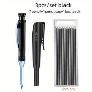 TEMU 솔리드 기계식 목공용 연필 (2.8mm 심형) - 캡 및 리필 포함, 건축·목공용 깎이 포함