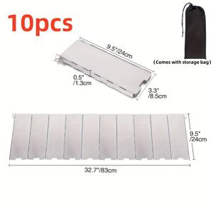 TEMU 1개 휴대용 접이식 알루미늄 방풍막, 캠핑 스토브 히트 실드 포함 10패널 야외 조리기구 바람차단 장벽