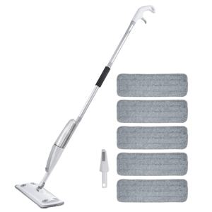 TEMU 1세트, 360도 회전 스트레칭 조정 대걸레, 욕조 타일 바닥 클리너를 위한 스프레이 대걸레 1세트와 바닥 클리너를 위한 5개의 극세사 매트, 재충전용 병과 극세사 매트 포함, 건습 겸용 대걸레, 가정 및 상업 용도, 목재 복합 바닥 용도추석 선물, 크리스마스 선물, 할로윈 선물|욕조