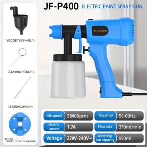 TEMU HVLP 페인트 스프레이어 고출력 전기 페인트 총 900ml 대용량 용기 DIY 페인팅용으로 쉽게 청소할 수 있는 가구, 캐비닛, 울타리, 벽 및 문을 위한 청소 도구, 220V 유럽 플러그
