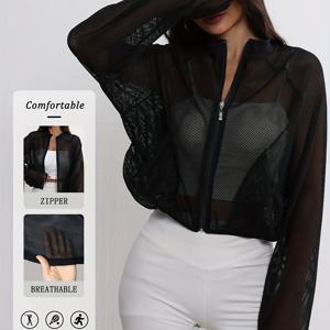 TEMU 여성용 퀵드라이 메쉬 요가 재킷 - 긴팔, 하프 지퍼, 루즈핏 액티브웨어 탑, 러닝 & 피트니스용