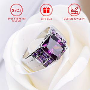 TEMU 여성을 위한 우아한 S925 실버 반지, 럭셔리 사각형 컷 보라색 합성 지르코니아 웨딩 및 결혼기념일 보석 선물, 선물 상자 포함, 휴일 테마, 추수 감사절에 완벽