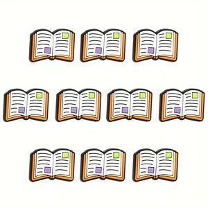 TEMU DIY 주얼리 및 키체인 제작용 10개 책 테마 PVC 초점 비즈, 펜 미포함