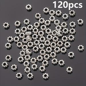 TEMU 120개 비즈 & 비즈 어소트먼트 랜턴 패턴 작은 구멍 파티션 비즈 5mm 빈티지 오벌 모양 루스 스페이서 비즈 디스트레스드 양면 패턴 천공된 루스 비즈 삼차원 호박 비즈 홀 스트링 비즈 심플 유니버설 홀 플랫 비즈 직조 주얼리 DIY 팔찌 목걸이, 주얼리 만들기 키트 의류 액세서리 공예 장식 제작에 적합