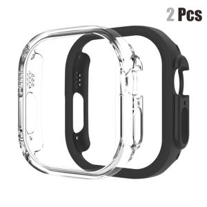 TEMU 애플 워치 울트라 1/2/S10 3용 매트 보호 케이스 2개 세트, 49mm PC 하드 쉘 커버, 충격 방지 및 스크래치 방지, iWatch 시리즈 울트라 49mm 액세서리