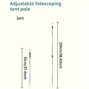 TEMU 1개/2개 텔레스코픽 타프폴, 캠핑용 헤비듀티 조절형 텐트봉, 차양·선쉐이더·우산커버를 위한 스테인리스강 지지 로드