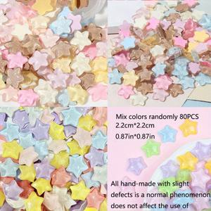 TEMU 80개의 카툰 글리터 5개 포인트 별 DIY 헤어 액세서리, 헤어 타이, 구멍 신발, 키체인, 레진 폰 케이스 및 레진 컴포넌트용