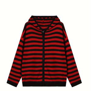 TEMU 그런지 드롭 숄더 후드 가디건, 봄 & 가을용 Y2K 긴 소매 지퍼 업 가디건, 여성 의류