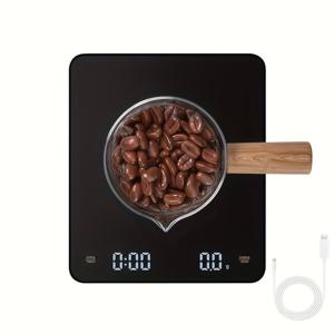 TEMU FODWET USB Type-C 충전 기능 커피 저울, 대형 LCD 화면 타이머 기능, 3000g/0.1g 고정밀 다기능 식품 저울, 커피 및 전자 주방 식품 계량용, 커피 계량 저울