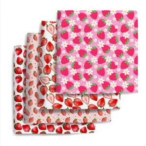 TEMU 4개/세트 19.68x17.7인치(50x45cm) 꽃 딸기 시리즈 프리컷 퀼팅 패브릭 팻 쿼터, 폴리에스터 패치워크용 천, DIY 공예 프로젝트 및 지갑 만들기