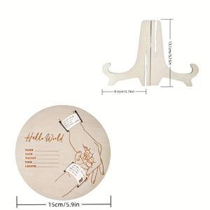 TEMU Hello, World' 디자인을 갖춘 빈티지 스타일의 나무 출생 선언판 - 첫 날 개인화 грав처, 병원 팔찌 디스플레이에 이상적, 수집 가능한 사진 추억, 병원 추억|빈티지 스타일 장식|내구성 있는 나무 판, 출생 선언 장식