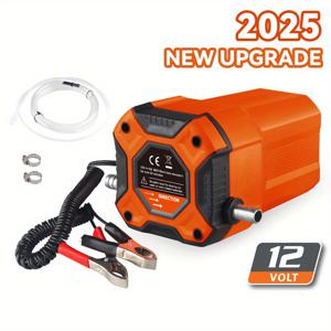 TEMU 신형 60W 자동차 오일 펌프 12V 전기 디젤 엔진 오일 연료 흡입 펌프 원유 추출 펌프, 오렌지색, 차량 보트 오토바이용 자동차 도구