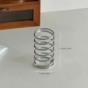 TEMU 현대적인 스테인리스 스틸 칫솔 거치대 - 홀아웃 디자인의 세련된 라운드 욕실 정리함, 화장품 브러시 & 연필용 내구성 있는 데스크탑 장식 보관 상자, 욕실용 칫솔 거치대, 장식, 슬림한 구조, 마운트형 칫솔 거치대, 욕실 액세서리, 화장품 정리함, 욕실 장식 아이템|화장품정리함