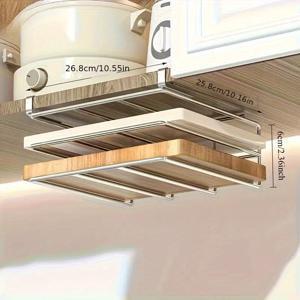 TEMU 스테인리스 스틸 캐비닛 하부 수납 선반 - 도마, 종이타월, 냄비 뚜껑 보관용, 쉬운 접근과 정리, 내구성 있는 풀아웃 선반 디자인, 블랙 메탈 프레임, 사계절 사용 가능, 냄비 뚜껑 정리대,컴팩트 스토리지,공간 절약형 디자인,녹 방지 랙,고품질 금속,수납 정리함,풀아웃 트레이