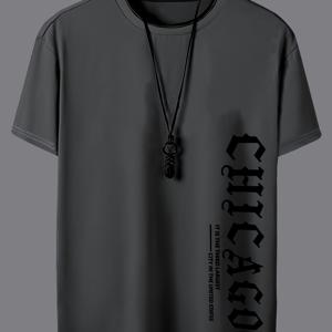 TEMU 남성용 시카고 그래픽 티셔츠 - 가벼운 통기성 여름용 티, 대담한 도시 글자 - 여행 및 캐주얼 착용을 위한 일상 캐주얼 셔츠 - 시카고 테마 의류, 시카고 티셔츠, 편안한 핏, 피부 친화적 원단, 스트리트웨어 스타일, 도시 패션, 부드러운 소재, 반팔 탑, 스트리트 스타일 애호가