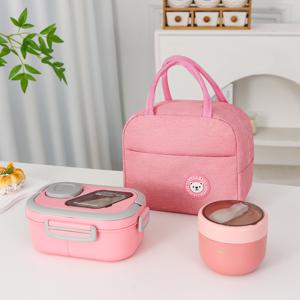 TEMU 3pcs 휴대용 도시락 세트: 보온백, 벤토박스 & 오트밀 컵 - 접이식 알루미늄 포일 보온가방 + PP 용기 (학교, 직장, 소풍, 백투스쿨용)