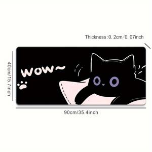 TEMU 블랙 귀여운 고양이 테마 초대형 마우스 패드, 고품질 마우스 패드, 키보드 패드, 미끄럼 방지 및 내구성 있는 고무 소재, 정밀 엣지 스티칭 기술, 고화질 컬러 인쇄 패턴, 직사각형 마우스 패드, 전자 스포츠 게임 데스크탑 패드, 데스크탑 장식, 학습 및 사무용, 선물로도 이상적인 선택, 게임용 마우스 패드