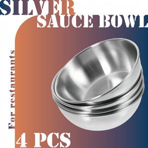 TEMU 4개 세트 실버 스테인리스 스틸 디핑 볼, 3.2인치 라운드 클립온 소형 소스 그릇, 과일·케첩·간장·칠리소스·샐러드 드레싱·설탕·소금용 다목적 미니 조미료 접시, 플레이트
