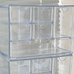 TEMU 투명 아크릴 보관함, 대용량 데스크탑 디스플레이 스탠드 6단 서랍 화장품 정리대, 문구류 홀더, 다기능 투명 창문 수납 솔루션, 홈 스토리지용 서랍 및 책상 정리함