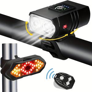 TEMU 고휘도 자전거 방향지시등 및 전면 백라이트 세트 - USB 충전형 초밝은 LED 안전 주행 라이트, 야간 라이딩용