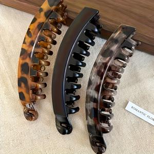 TEMU 3pcs 세트 대형 헤어 클립 백 콤 포함 - 미끄럼 방지 수직 바나나 클립, 여성용 포니테일, 볼륨 리프트 & 볼륨, 브라운/블랙/그레이 프린트 (브라운, 블랙, 그레이) - 두꺼운/거친 머리용 헤비듀티 헤어 클립 - 브레이드, 번, 업스타일에 이상적 - 일상 또는 공식 행사용 스타일리시하고 기능성 헤어 액세서리